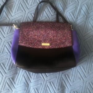 Kate Spade Laurel Way purple glitter Alisanne cross body bag
